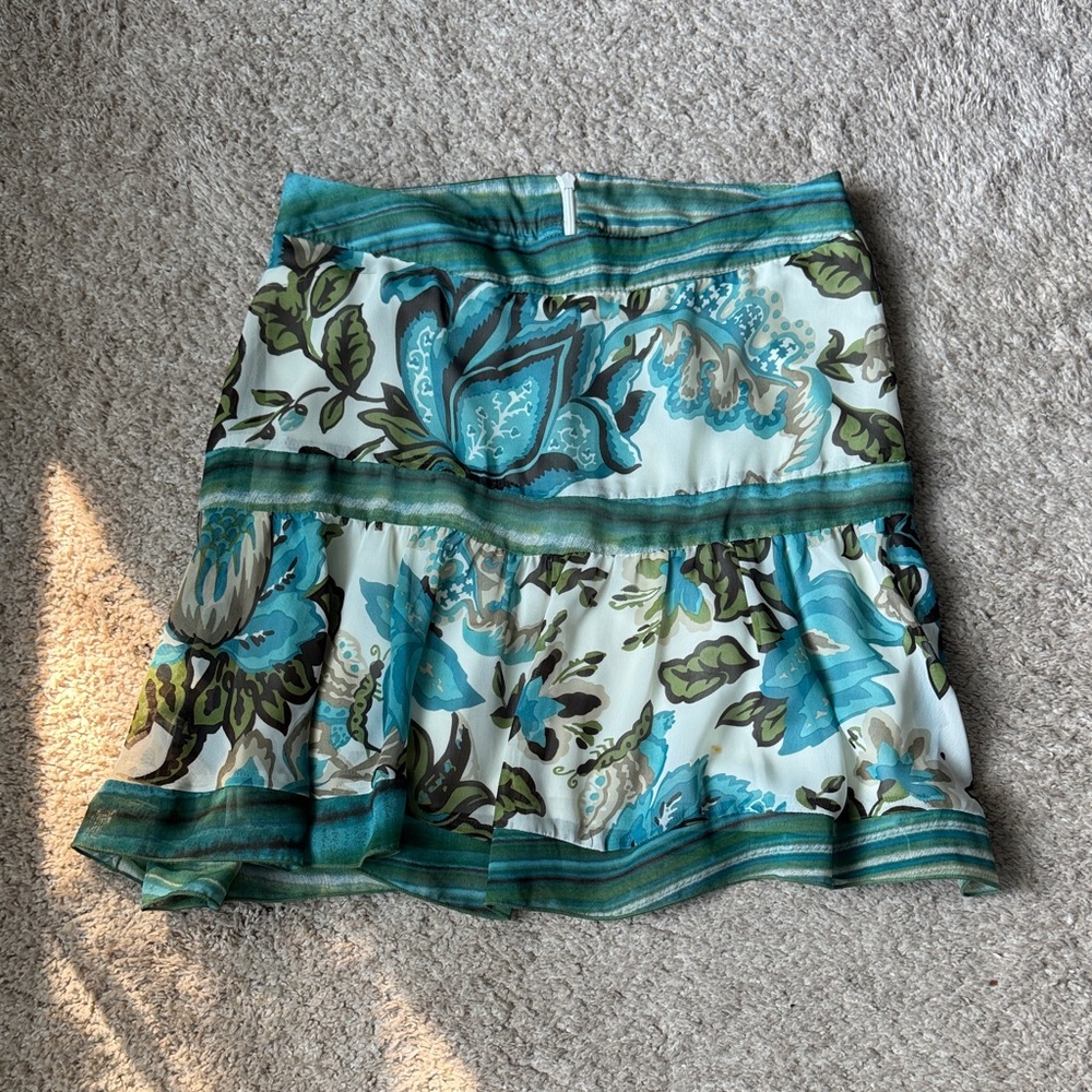 My Michelle Blue and Green Floral Mini Skirt